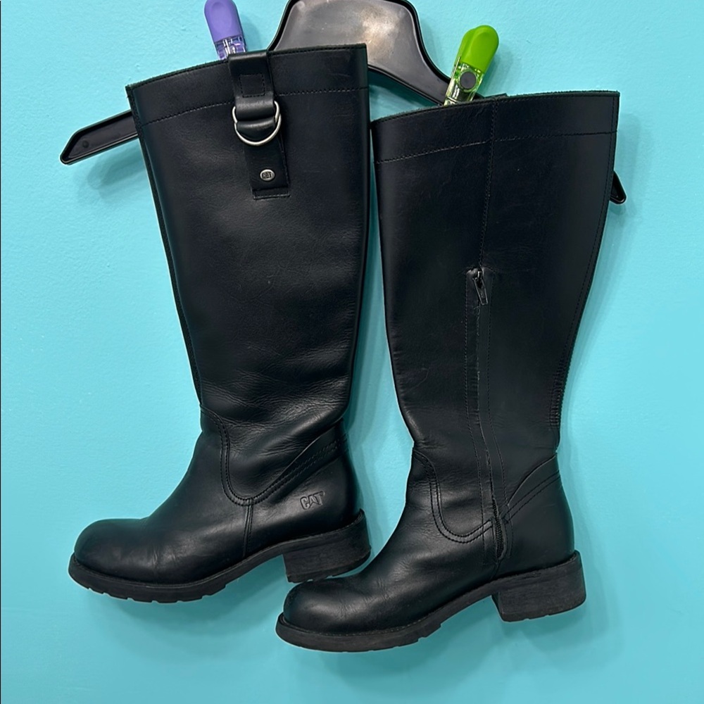 CAT Black Leather Riding Boots